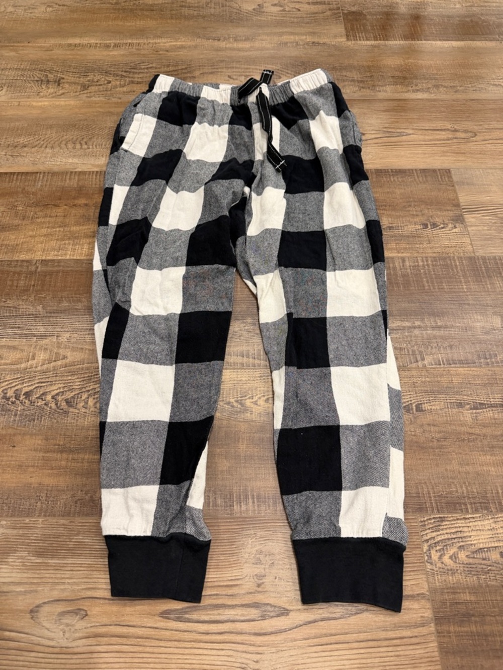Black & White Buffalo Plaid Jogger Pants women’s size xsmall